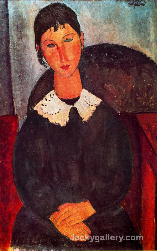 Elvira with a white collar by Amedeo Modigliani paintings reproduction
